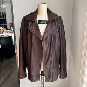 Women’s Orvis Rich Brown Leather Jacket Size L (12-14)